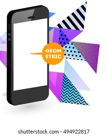 Mobile Phone Icon with Trendy Geometric Background for Mobile Technologies Concepts and Designs - Vector Illustration