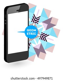 Mobile Phone Icon with Trendy Geometric Background for Mobile Technologies Concepts and Designs - Vector Illustration