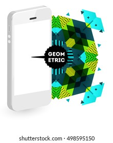 Mobile Phone Icon with Trendy Geometric Background for Mobile Technologies Concepts and Designs - Vector Illustration