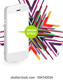 Mobile Phone Icon with Trendy Geometric Background for Mobile Technologies Concepts and Designs - Vector Illustration