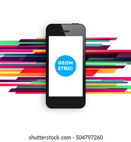 Mobile Phone Icon with Trendy Geometric Background for Mobile Technologies Concepts and Designs - Vector Illustration