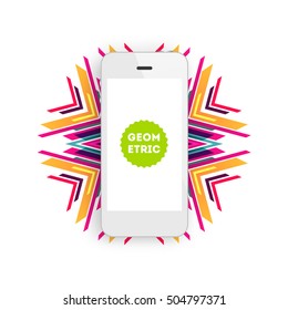 Mobile Phone Icon with Trendy Geometric Background for Mobile Technologies Concepts and Designs - Vector Illustration