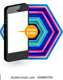 Mobile Phone Icon with Trendy Geometric Background for Mobile Technologies Concepts and Designs - Vector Illustration