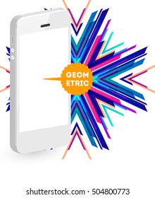 Mobile Phone Icon with Trendy Geometric Background for Mobile Technologies Concepts and Designs - Vector Illustration