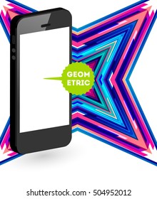 Mobiltelefonsymbol mit trendy geometrischem Hintergrund für Konzepte und Designs mobiler Technologien - Vektorgrafik