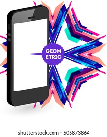 Mobile Phone Icon with Trendy Geometric Background for Mobile Technologies Concepts and Designs - Vector Illustration