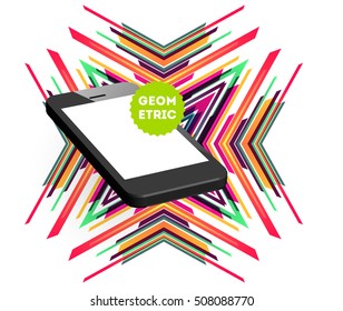 Mobile Phone Icon with Trendy Geometric Background for Mobile Technologies Concepts and Designs - Vector Illustration