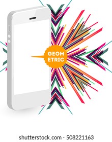Mobile Phone Icon with Trendy Geometric Background for Mobile Technologies Concepts and Designs - Vector Illustration