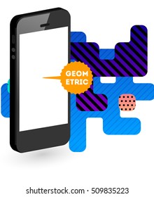 Mobile Phone Icon with Trendy Geometric Background for Mobile Technologies Concepts and Designs - Vector Illustration