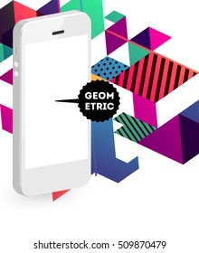 Mobile Phone Icon with Trendy Geometric Background for Mobile Technologies Concepts and Designs - Vector Illustration