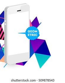 Mobile Phone Icon with Trendy Geometric Background for Mobile Technologies Concepts and Designs - Vector Illustration