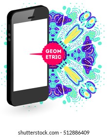 Mobile Phone Icon, Trendy geometric flat pattern, abstract background for brochure, flyer or presentations design, vector illustration.