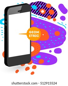 Mobile Phone Icon, Trendy geometric flat pattern, abstract background for brochure, flyer or presentations design, vector illustration.