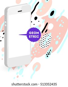 Mobile Phone Icon, Trendy geometric flat pattern, abstract background for brochure, flyer or presentations design, vector illustration.