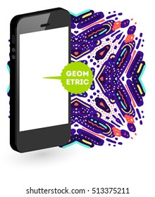 Mobile Phone Icon, Trendy geometric flat pattern, abstract background for brochure, flyer or presentations design, vector illustration.