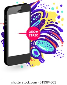 Mobile Phone Icon, Trendy geometric flat pattern, abstract background for brochure, flyer or presentations design, vector illustration.