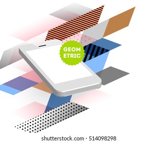 Mobile Phone Icon with Trendy Geometric Background for Technologies Concepts and Designs - Vector Illustration
