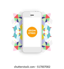 Mobile Phone Icon with Trendy Geometric Background for Technologies Concepts and Designs - Vector Illustration