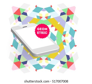 Mobile Phone Icon with Trendy Geometric Background for Technologies Concepts and Designs - Vector Illustration