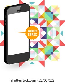 Mobile Phone Icon with Trendy Geometric Background for Technologies Concepts and Designs - Vector Illustration