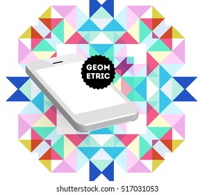 Mobile Phone Icon with Trendy Geometric Background for Technologies Concepts and Designs - Vector Illustration
