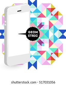 Mobile Phone Icon with Trendy Geometric Background for Technologies Concepts and Designs - Vector Illustration