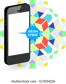 Mobile Phone Icon with Trendy Geometric Background for Technologies Concepts and Designs - Vector Illustration