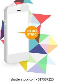 Mobile Phone Icon with Trendy Geometric Background for Technologies Concepts and Designs - Vector Illustration