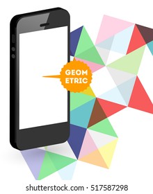 Mobile Phone Icon with Trendy Geometric Background for Technologies Concepts and Designs - Vector Illustration