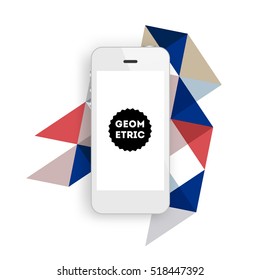 Mobile Phone Icon with Trendy Geometric Background for Technologies Concepts and Designs - Vector Illustration