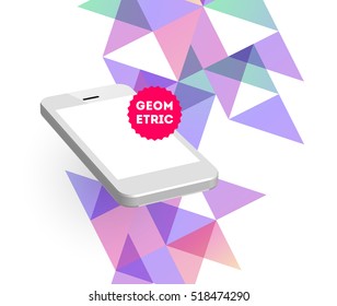 Mobile Phone Icon with Trendy Geometric Background for Technologies Concepts and Designs - Vector Illustration