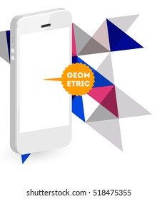 Mobile Phone Icon with Trendy Geometric Background for Technologies Concepts and Designs - Vector Illustration