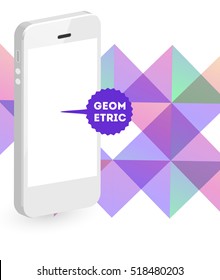 Mobile Phone Icon with Trendy Geometric Background for Technologies Concepts and Designs - Vector Illustration