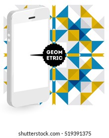 Mobile Phone Icon with Trendy Geometric Background for Technologies Concepts and Designs - Vector Illustration