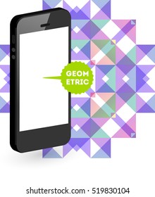 Mobile Phone Icon with Trendy Geometric Background for Technologies Concepts and Designs - Vector Illustration