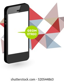Mobile Phone Icon with Trendy Geometric Background for Technologies Concepts and Designs - Vector Illustration