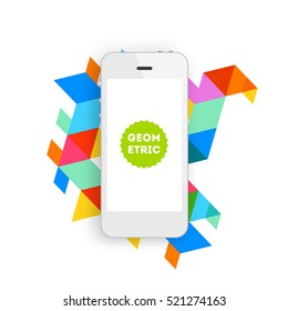 Mobile Phone Icon with Trendy Geometric Background for Technologies Concepts and Designs - Vector Illustration