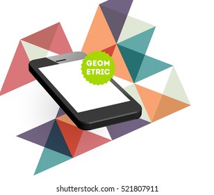 Mobile Phone Icon with Trendy Geometric Background for Technologies Concepts and Designs - Vector Illustration