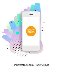 Mobile Phone Icon with Trendy Geometric Background for Technologies Concepts and Designs - Vector Illustration
