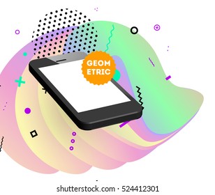 Mobile Phone Icon with Trendy Geometric Background for Technologies Concepts and Designs - Vector Illustration