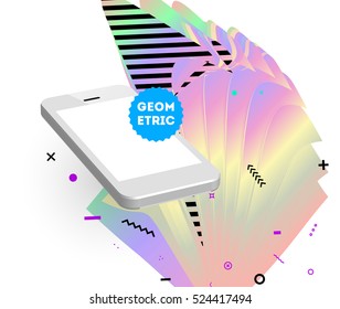 Mobile Phone Icon with Trendy Geometric Background for Technologies Concepts and Designs - Vector Illustration