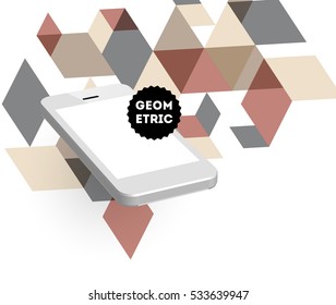 Mobile Phone Icon with Trendy Geometric Background for Technologies Concepts and Designs - Vector Illustration