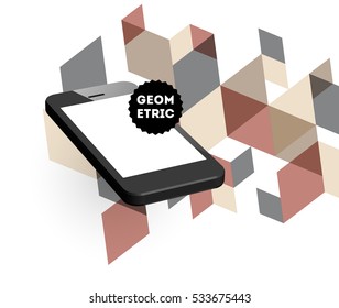 Mobile Phone Icon with Trendy Geometric Background for Technologies Concepts and Designs - Vector Illustration