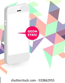 Mobile Phone Icon with Trendy Geometric Background for Technologies Concepts and Designs - Vector Illustration