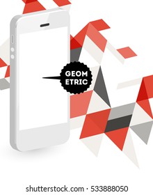 Mobile Phone Icon with Trendy Geometric Background for Technologies Concepts and Designs - Vector Illustration