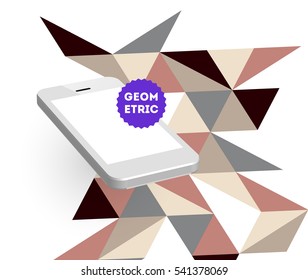 Mobile Phone Icon with Trendy Geometric Background for Technologies Concepts and Designs - Vector Illustration