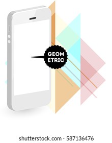 Mobile Phone Icon with Trendy Memphis Geometric Background for Technologies Concepts and Designs - Vector Illustration
