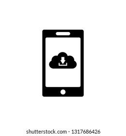 Mobile phone icon. Mobile phone with upload icon. Cloud upload vector icon. 