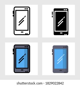 Mobile phone icon vector design in filled, thin line, outline and flat style.