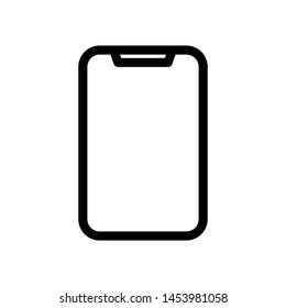 Mobile phone icon , vector emblem isolated , smartphone concept lineart glyph illustration , gadget design outline solid background white